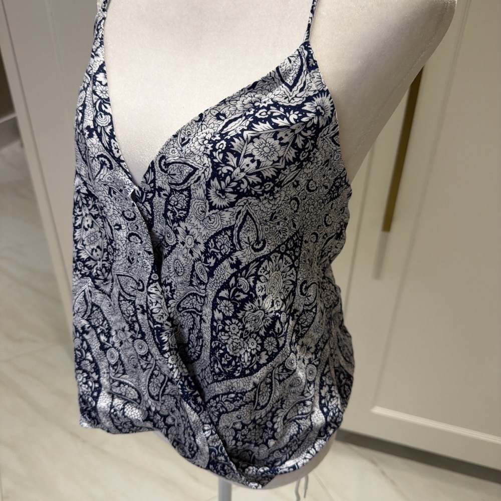 Women's Blue and White Paisley Top - Picture 5 of 5